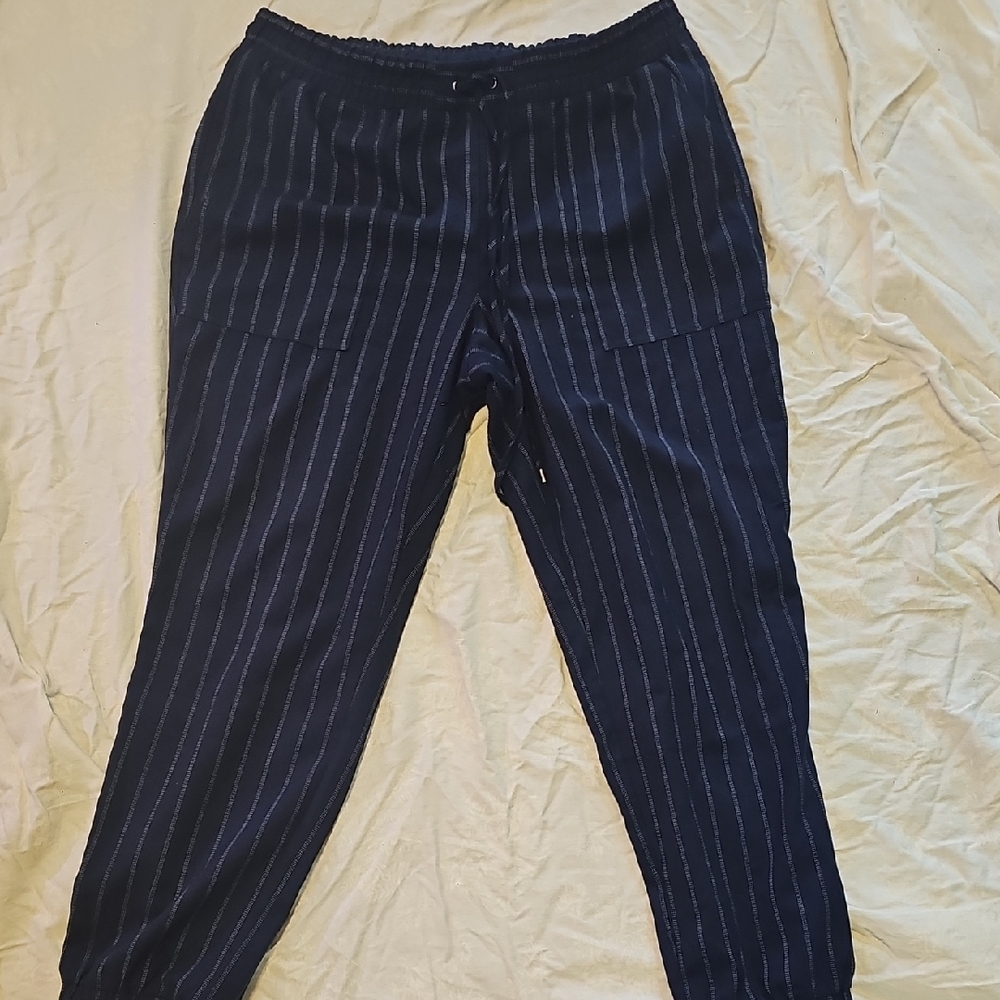 Woman's Navy Striped Pants